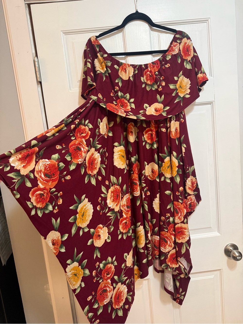 SWAK Burgundy Floral Off-Shoulder Midi Dress SZ 1X